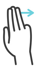 Touchscreen hand gesture. Spread fingers line icon