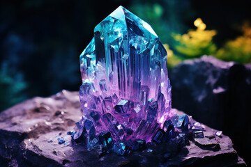 Alexandrite stone Sparkling clear in night sky background