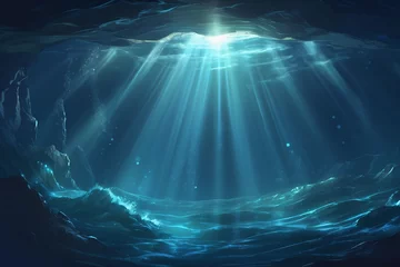 Foto op Aluminium Deep sea water abyss with blue sun light © Adri Zen