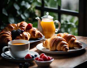 cup of coffee and croissant