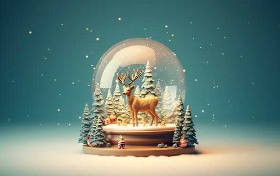 beautiful Christmas snow globe with a deer inside