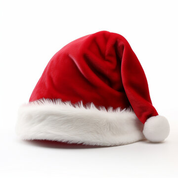 Fondo con detalle y textura de gorro de Papa Noel sobre fondo de color blanco