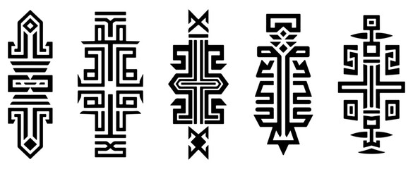 set of geometric tribal elements vector. isolated on a background. eps 10