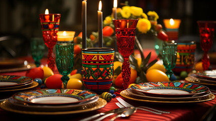 Colorful Table Set for Lively Kwanzaa Celebration