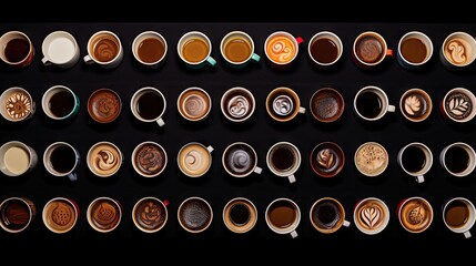  a large display of coffee cups with different designs on them.  generative ai