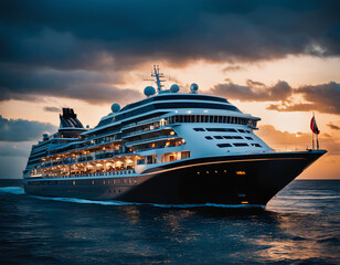 cruise ship in the sea - obrazy, fototapety, plakaty