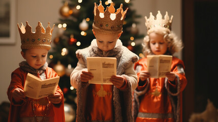 Children Leaving Letters and Carrots for Saint Nicholas, the Three Kings’ Day, Saint Nicholas...