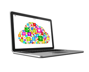 Cloud Computing Symbol on a laptop