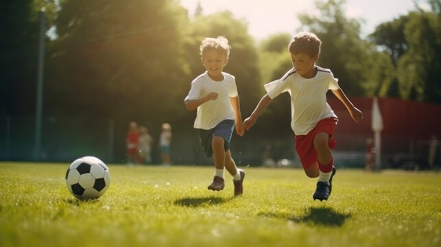 children in white uniform playing soccer