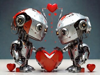 Robotic outpourings in affectionate attitudes - obrazy, fototapety, plakaty