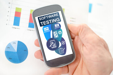 Software testing concept on a smartphone