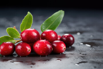 Fresh red cranberries close up