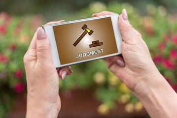 Judgment concept on a smartphone