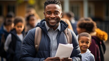 Confident man stands out in busy crowd, radiating charisma.