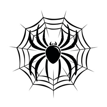 Vector Black spiderweb and spider Logo