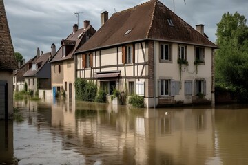Fototapeta na wymiar Severe inundation in Esbly, France. Generative AI
