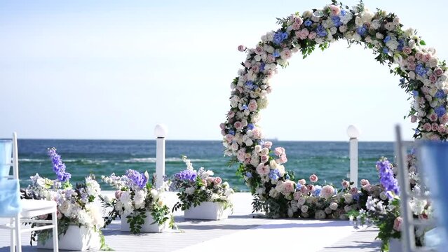 Arch for a seaside wedding ceremony in summer