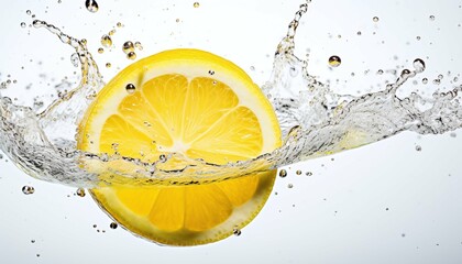 Lemon slice splashing in water