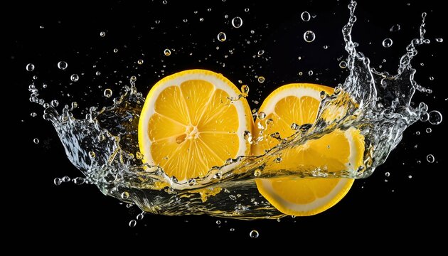 Lemon slice splashing in water