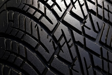 Black car tire texture pattern, close up