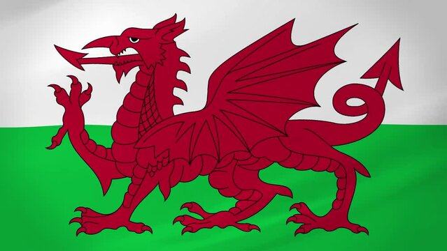 Wales Waving Flag Realistic Animation Video