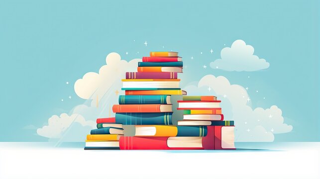  a stack of books sitting on top of a snow covered ground.  generative ai