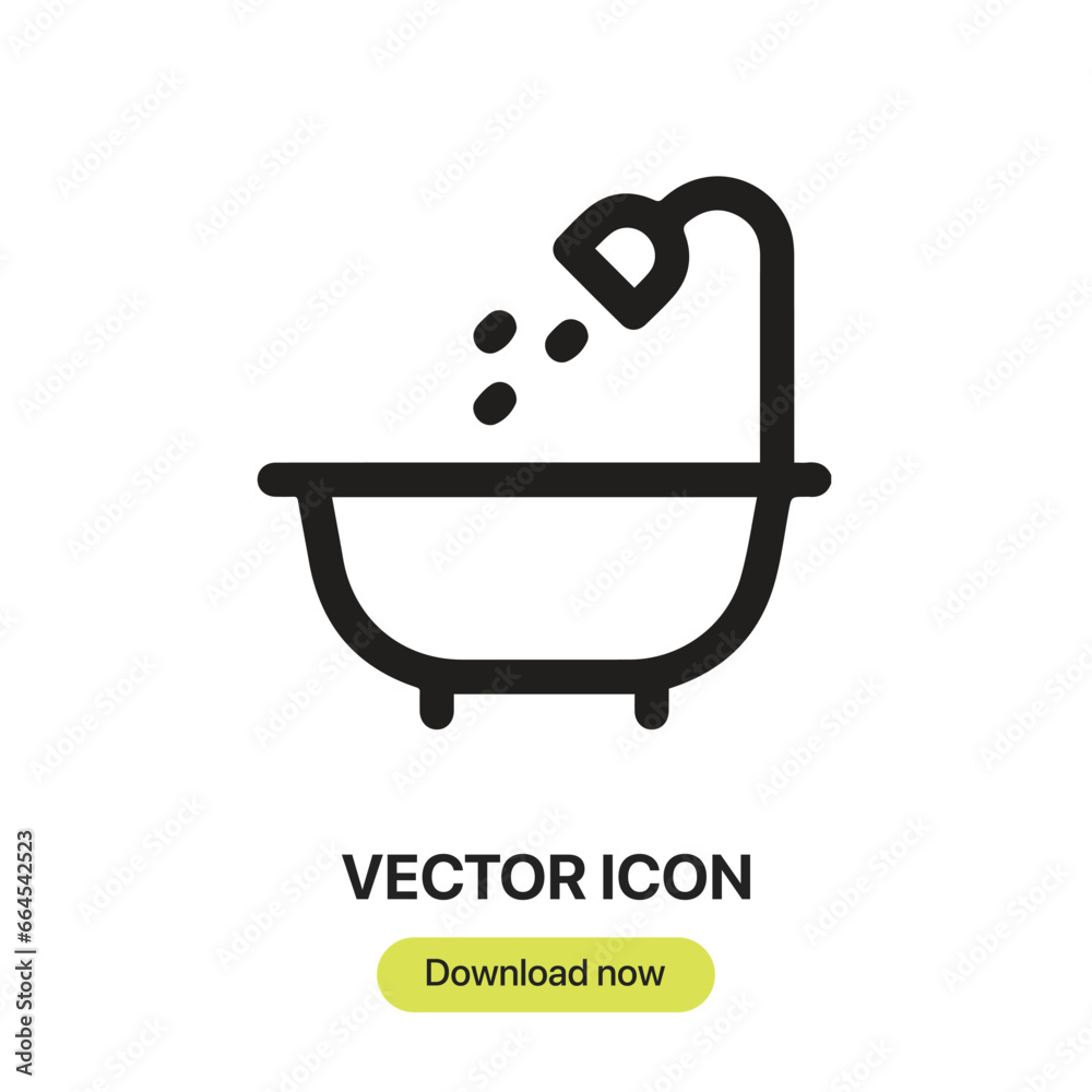 Aufkleber Bath icon vector. Linear-style sign for mobile concept and web design. Bath symbol illustration. Pixel vector graphics - Vector.