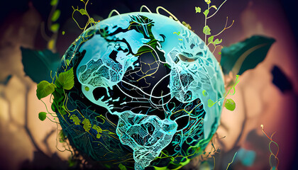 cyber eco welt ball Hintergrund Fortschritt wissenschaft umweltschutz - obrazy, fototapety, plakaty