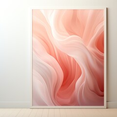 Photo of a vibrant pink and white painting adorning a wall