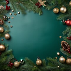 Christmas Top view green background