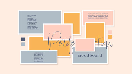 Vector photo collage template moodboard pictures grids vector illustration	