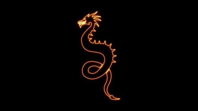 Neon light dragon animation. Animation collection concept with lightsaber and glow effects.