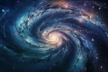 A mesmerizing spiral galaxy adorned with starry lights and the breathtaking Milky Way, providing a sci-fi space wallpaper. Generative AI