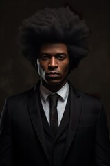 Fototapeta premium young stylish african black man with afro hair studio shot, confident male with curly hairstyle