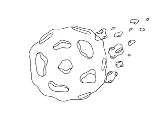 Asteroid. Heavenly body. Сoloring. One line