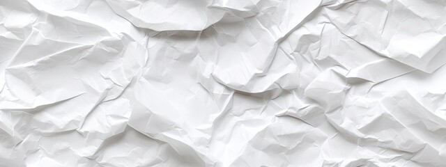 Obraz premium Seamless white crumpled paper background texture pattern. Tileable wrinkled high resolution arts and craft flat lay backdrop with copy space. Artistic abstract creative concept