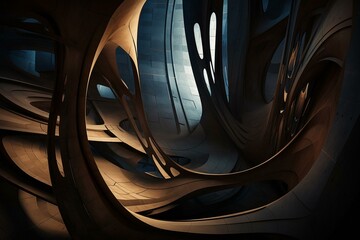 Artistic image featuring curvilinear elements, displaying abstract and imaginative qualities. Generative AI