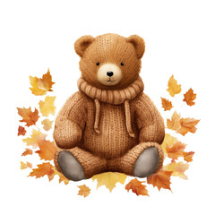 Teddy Bear png file,Cute Bear in Autumn,Autumn