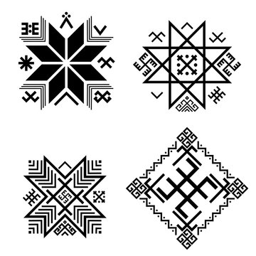 Set of old baltic Folk ancient baltic symbols