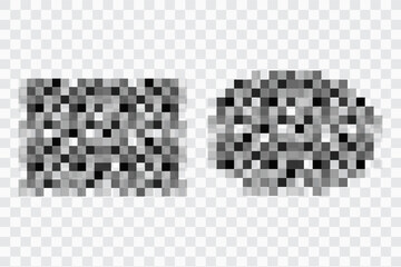 Censor pixel mosaic bar, simple gray blur censure frame on transparent background