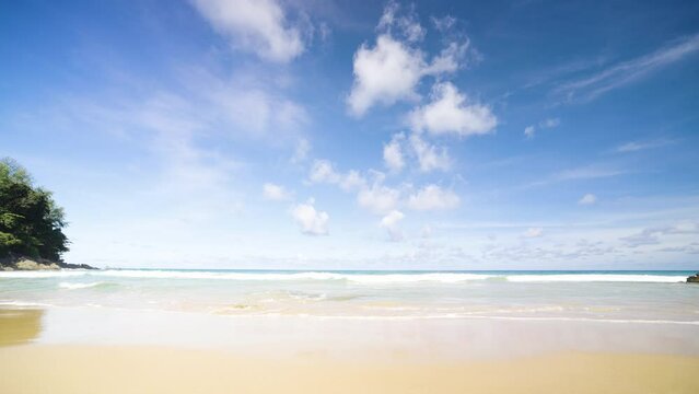 Landscape view beach sea summer. seascape, island. Text Space area. No people.