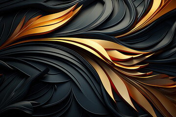 abstract black and gold pattern background, generative ai - obrazy, fototapety, plakaty