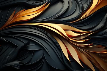 Fotobehang abstract black and gold pattern background, generative ai © AIGen