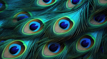 Obraz premium Beautiful multicolored peacock feathers, natural texture, background