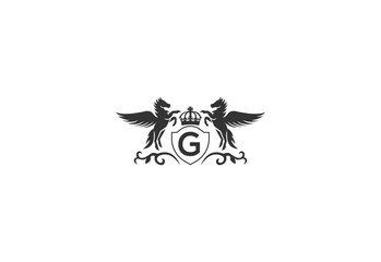 letter G and pegasus logo vector. horse logo.