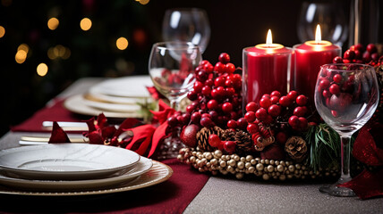 Fototapeta premium beautiful christmas table setting