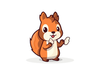 Doodle Squirrel holding Gotcha! sign, cartoon sticker, sketch, vector, Illustration, minimalistic