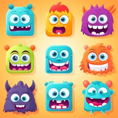 Fototapeta premium cartoon caricatures with big teeth, small and big ears