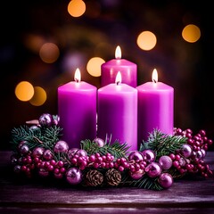 Obraz na płótnie Canvas Four advent purple candles