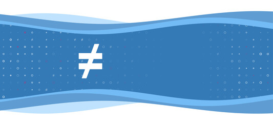 Blue wavy banner with a white not equal symbol on the left. On the background there are small white shapes, some are highlighted in red. There is an empty space for text on the right side